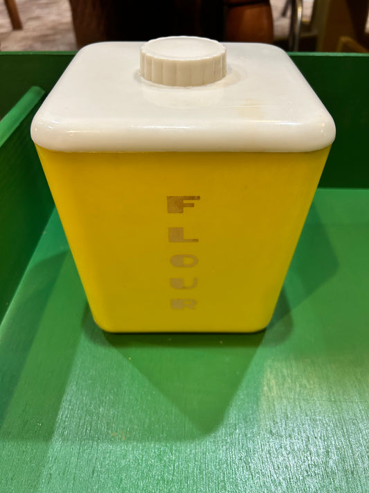 Vintage Lustro-ware Yellow Plastic Testing Canisters- Flour and Tea