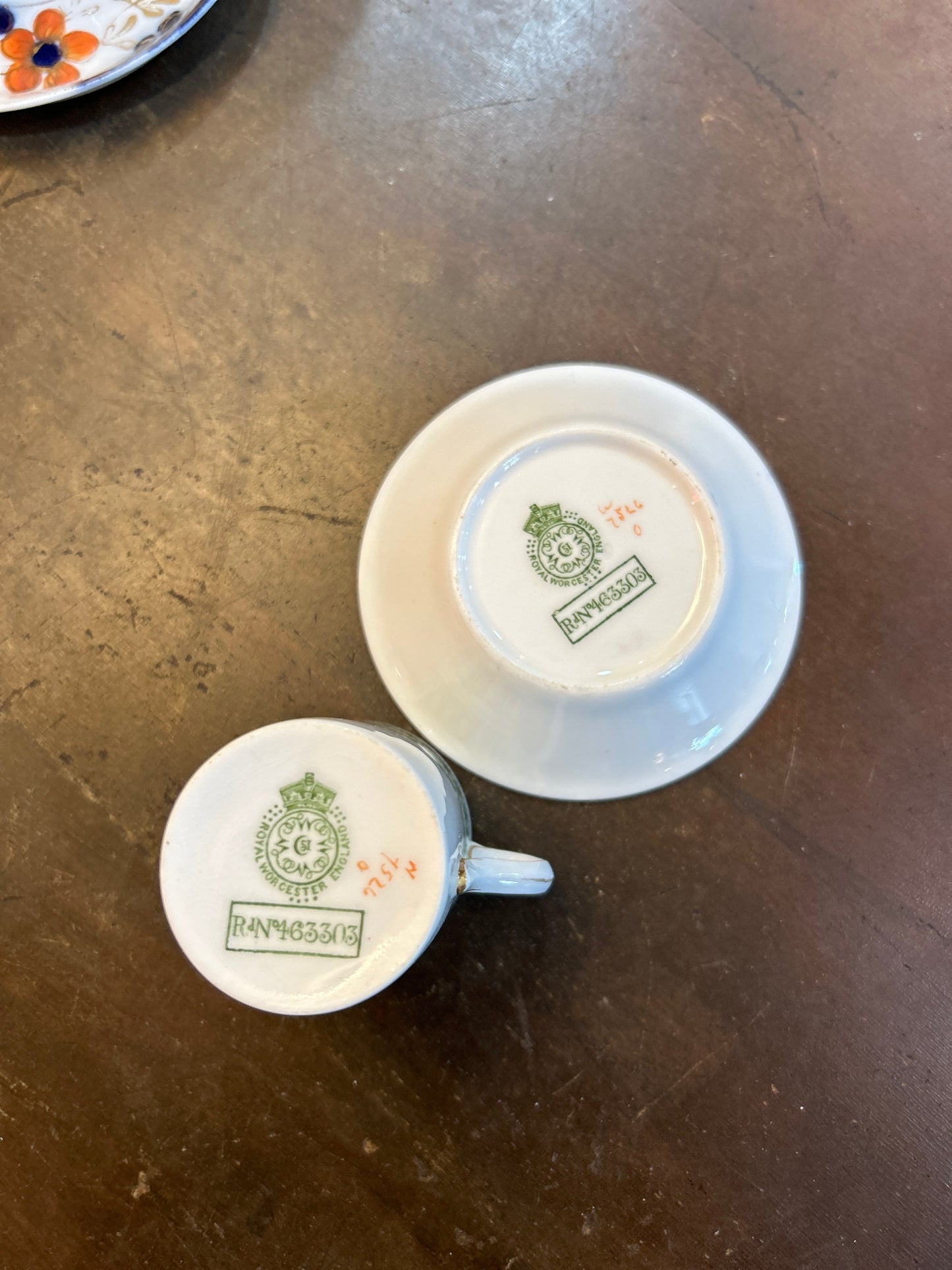 Royal Worcester England Demitasse Teacup and Saucer Set