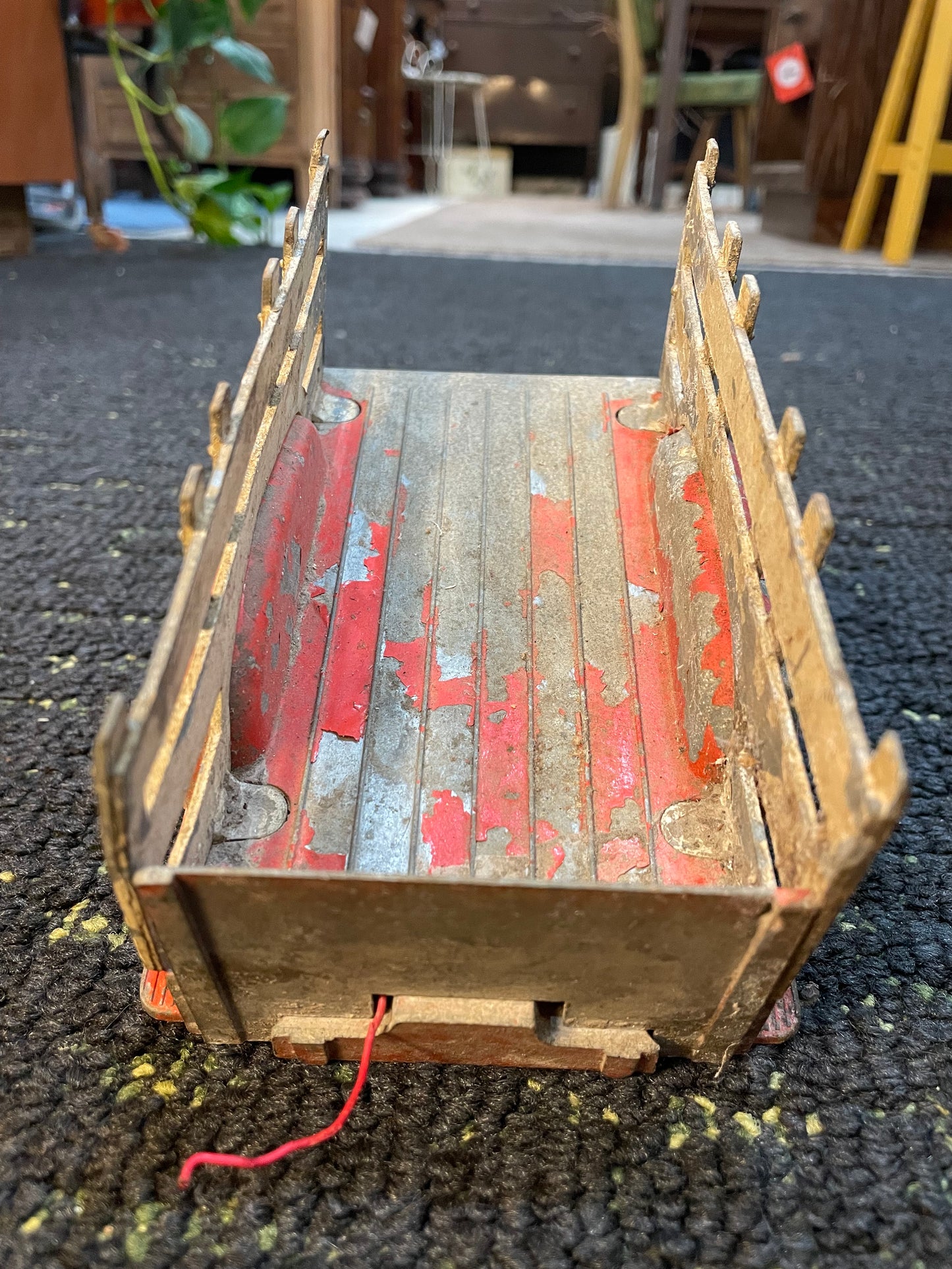 Vintage HUBLEY Diecast Red Metal Truck Trailer- Original Red and White Paint