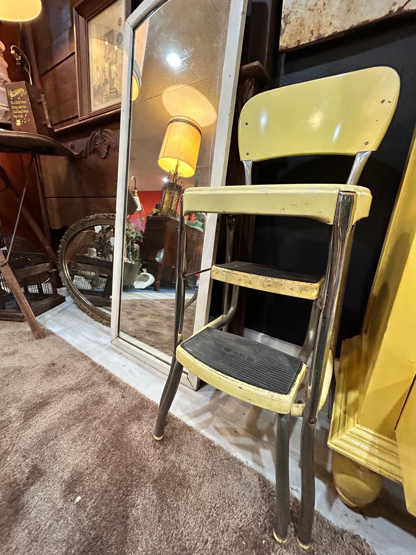 Yellow Cosco Step Stool Kitchen Chair Ladder- Plant Stand