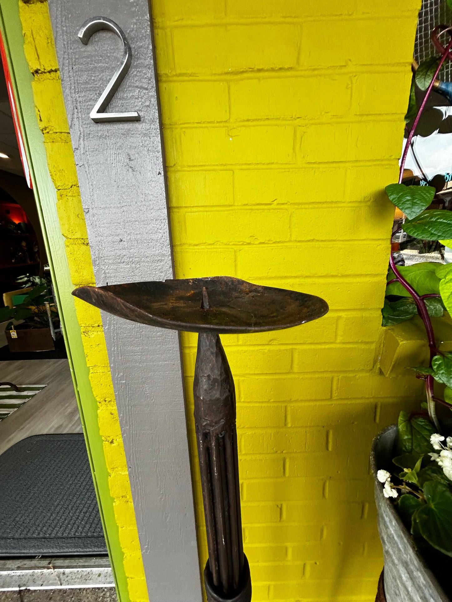 Large Vintage Wrought Iron Standing Candle Stick Holders