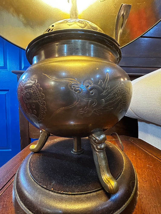 Mid Century Chinese Incense Burner Lamp
