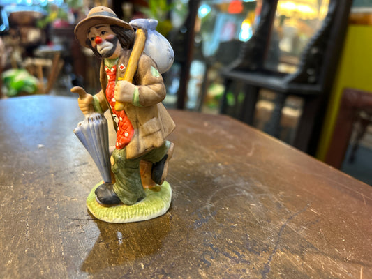 Emmett Kelly Jr. Hobo CLOWN with Umbrella and Knapsack