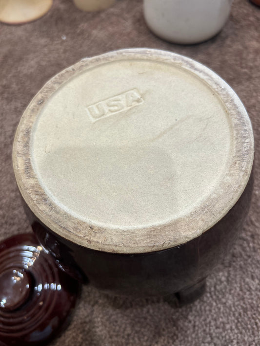 Vintage Stoneware Bean Pot- With Lid