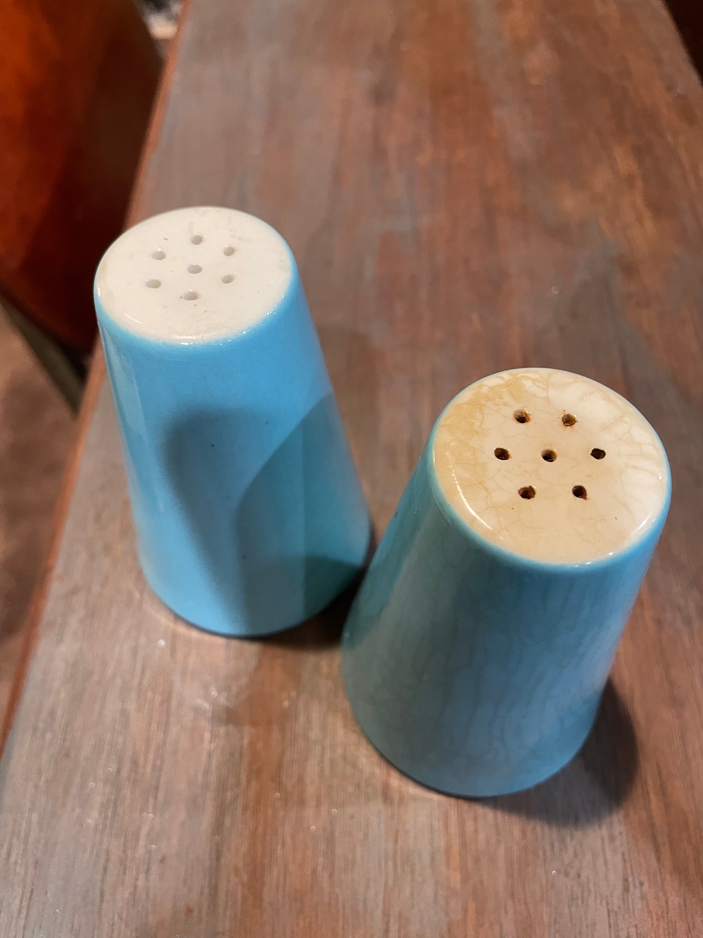 MCM Vintage Sky Blue Salt and Pepper Shaker Set
