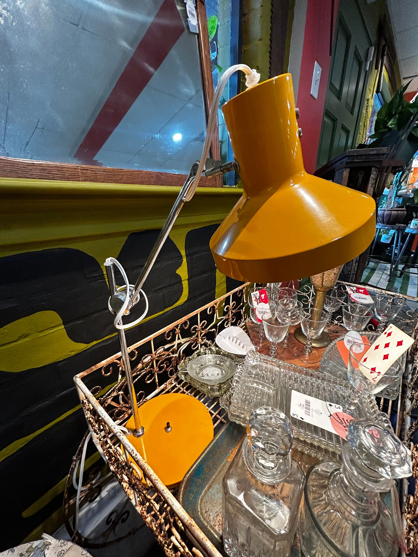 Vintage Swedish MCM Yellow Desk Lamp