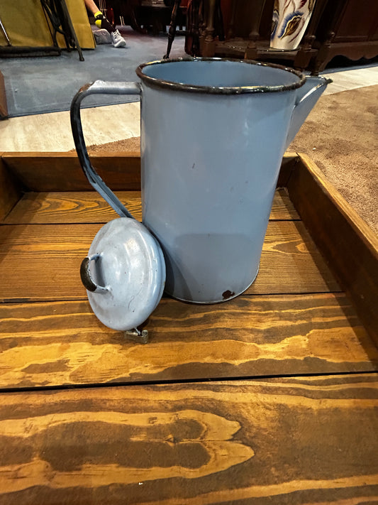 Vintage Blue Enamelware Coffee Pot
