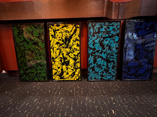 Jackson Pollock Inspired/Style Abstract Art Panels in Wood Frame