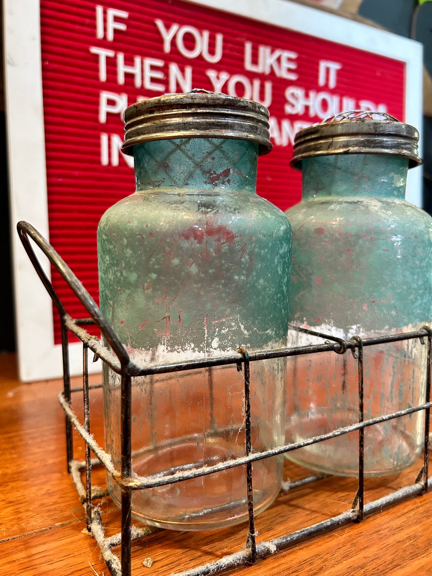 Vintage Milk Crate With Propagation Jars