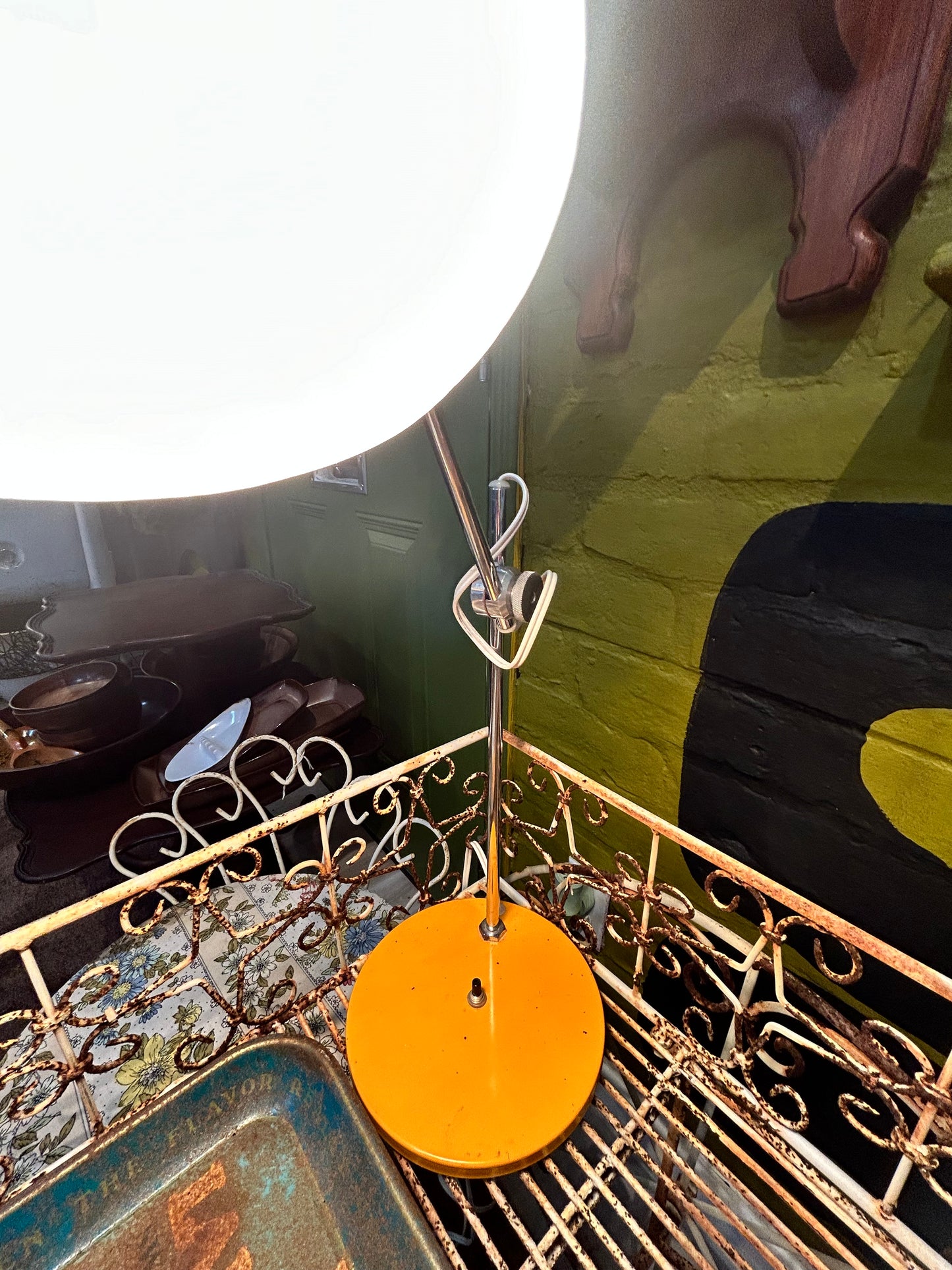 Vintage MCM Bright Yellow Metal Desk Lamp