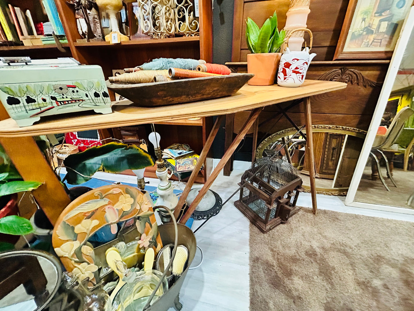 Antique Wooden Folding Ironing Board Table
