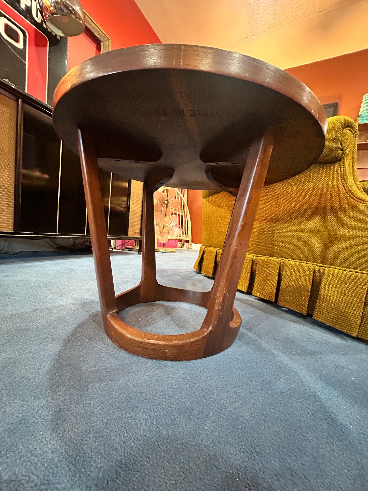 Vintage MCM Lane Round Drum Table