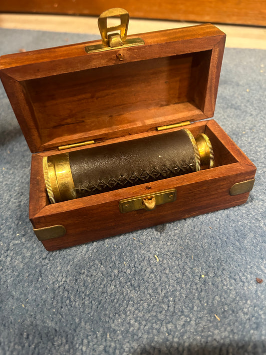 Vintage Brass and Leather Telescope
