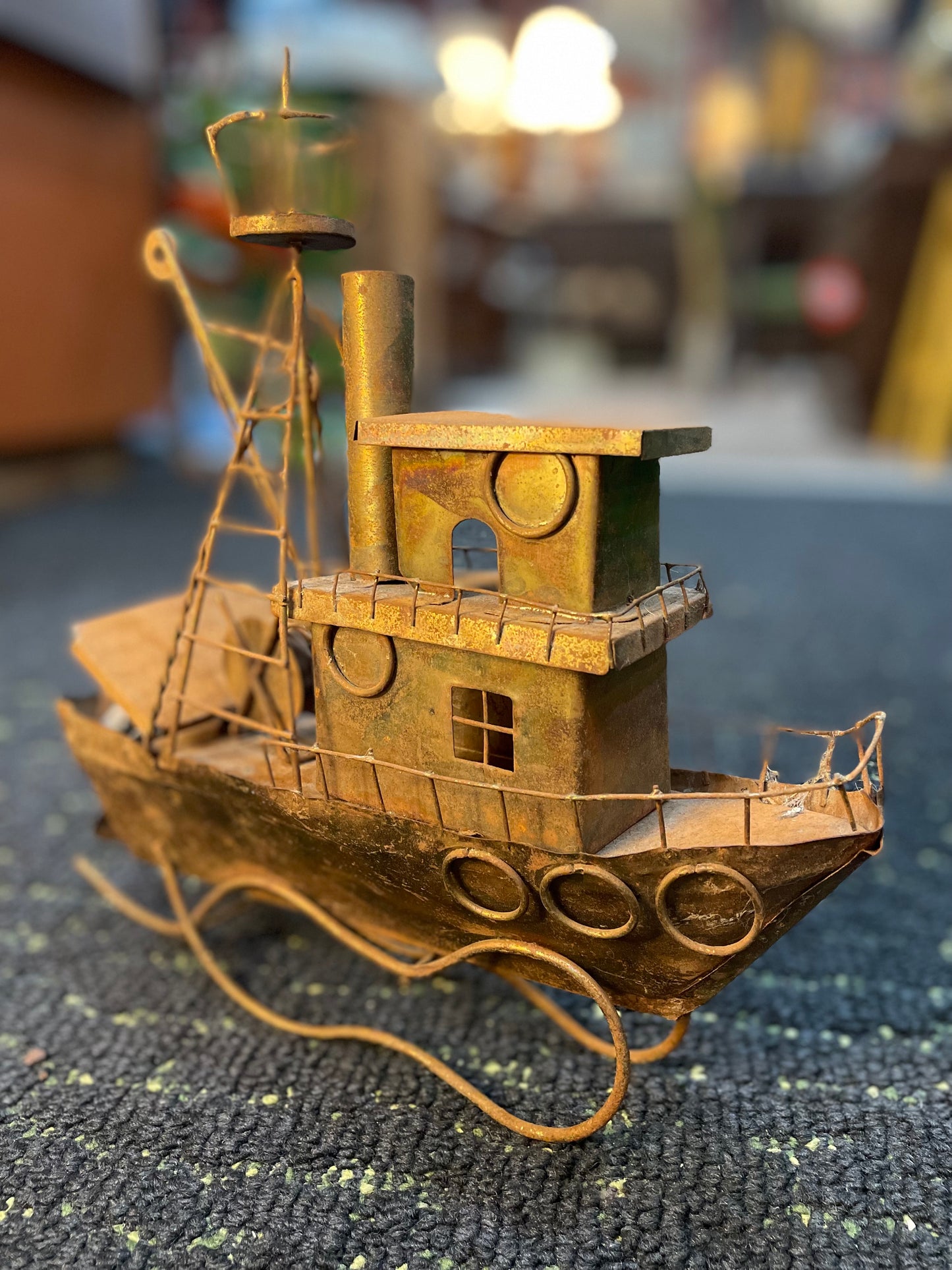 Vintage Copper Fishing Boat- Music Box