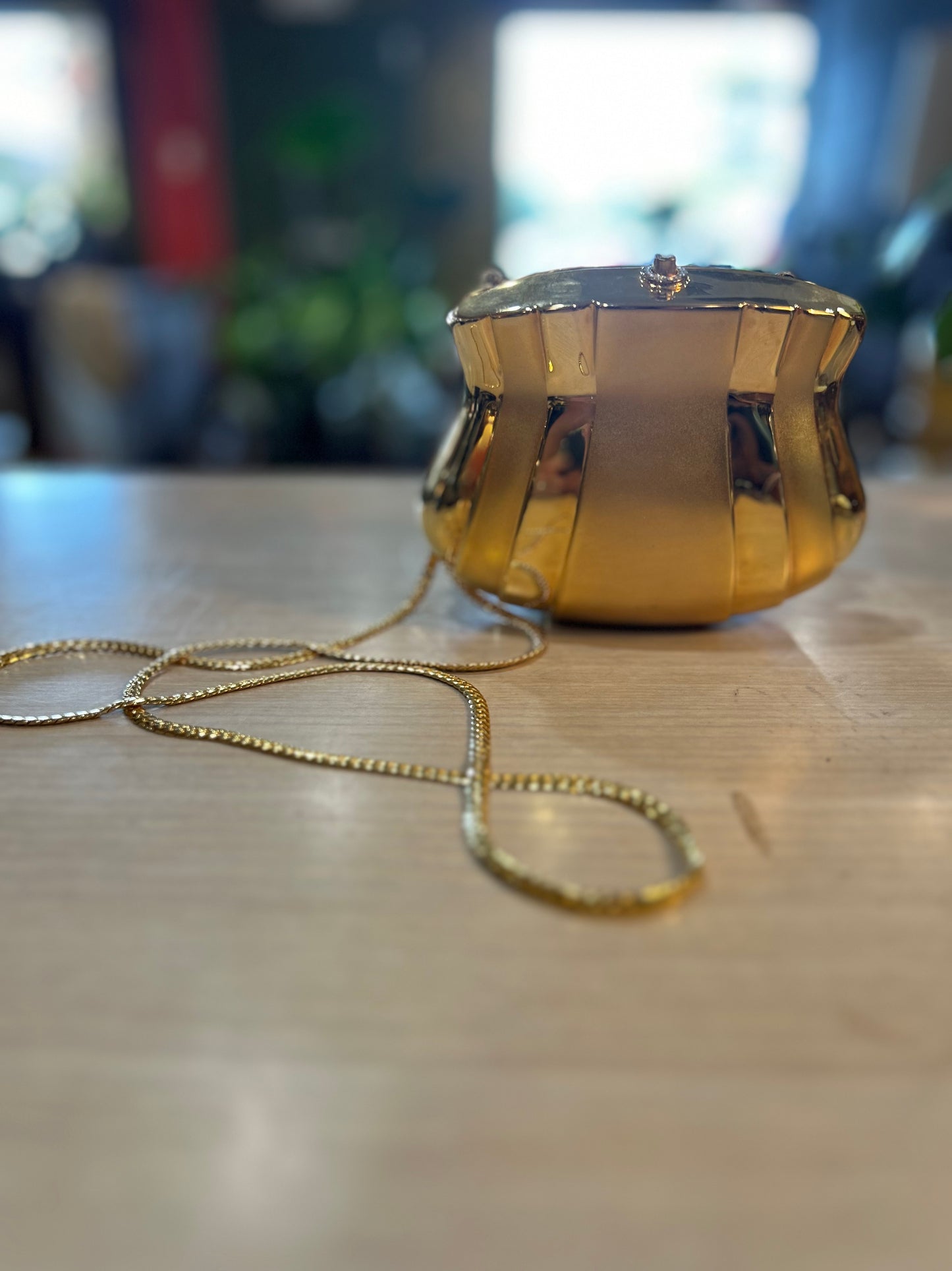 Vintage Golden Evening Bag- Golden Chain