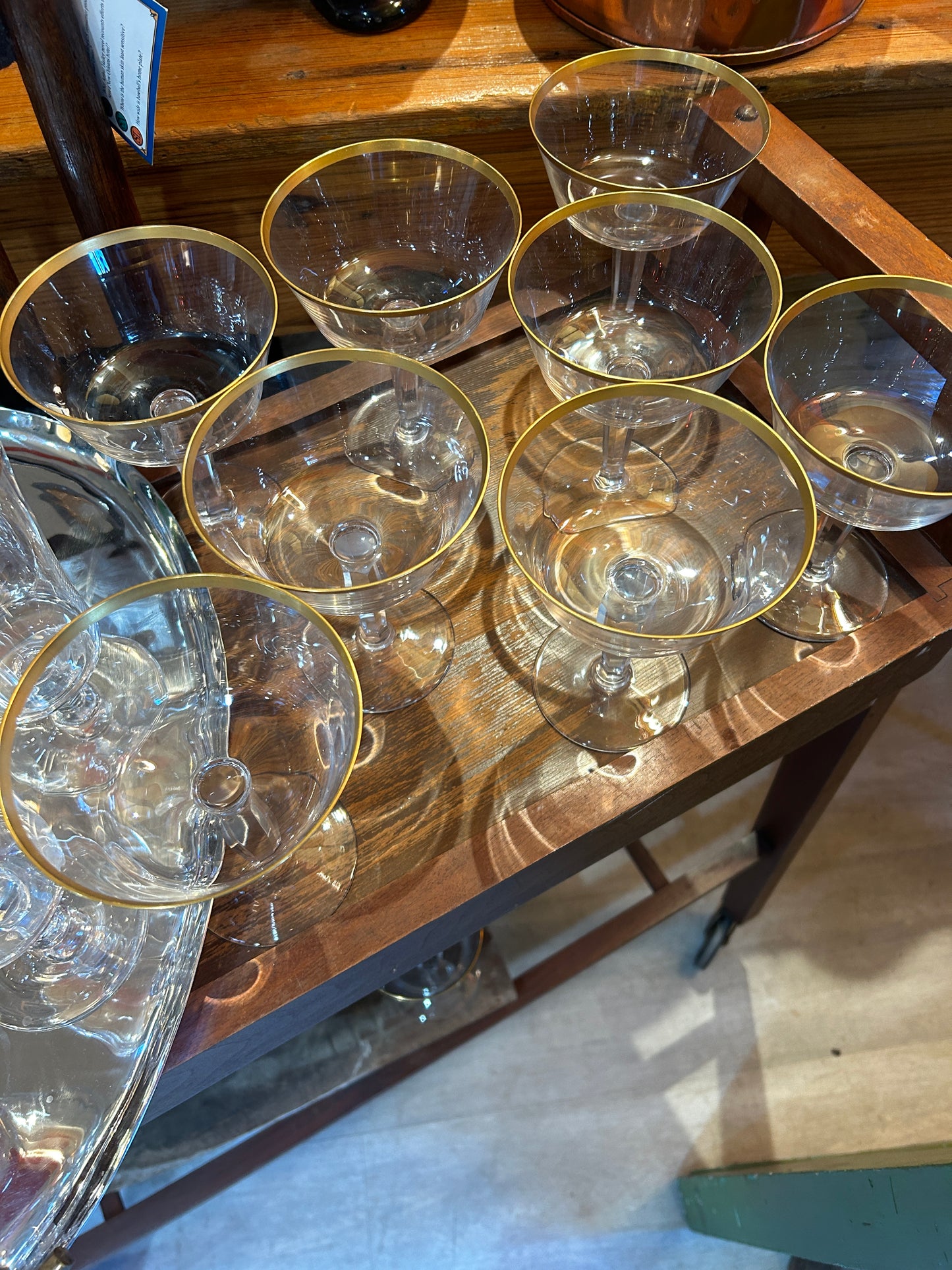 24 piece Mid Century Lenox Eternal Gold Rim Crystal Glasses-Will Seperate