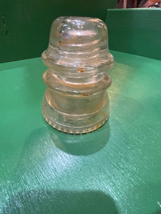Vintage 1938  Hemingway Clear Glass Insulator
