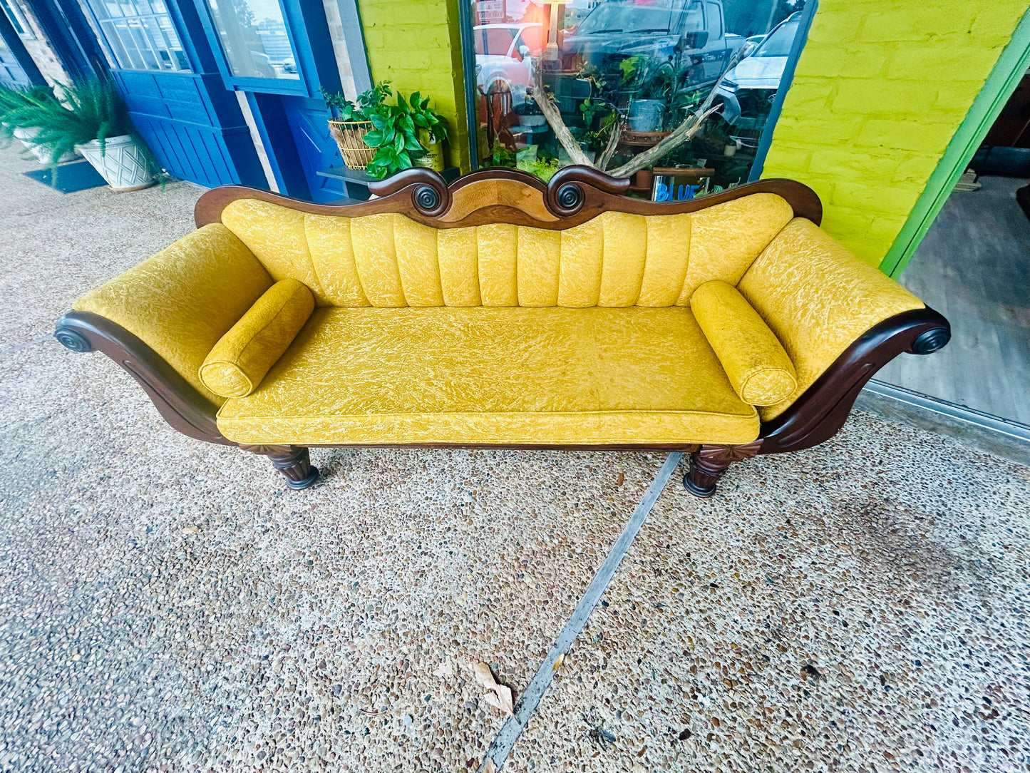 Mahogany Double Scroll End Sofa