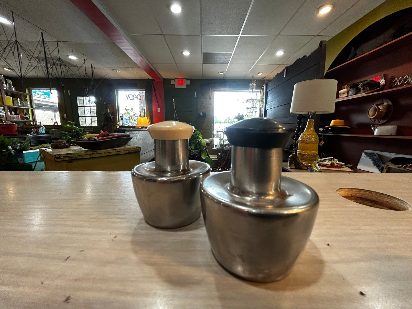 Vintage Stainless Steel Salt and Pepper Shakers- MCM