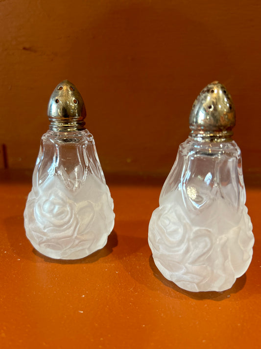 Vintage Embossed Victorian Roses- Frosted Glass