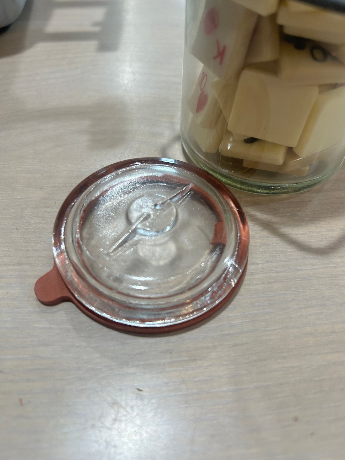 Random Ginnykub Game Pieces in Vintage Wheaton Jar