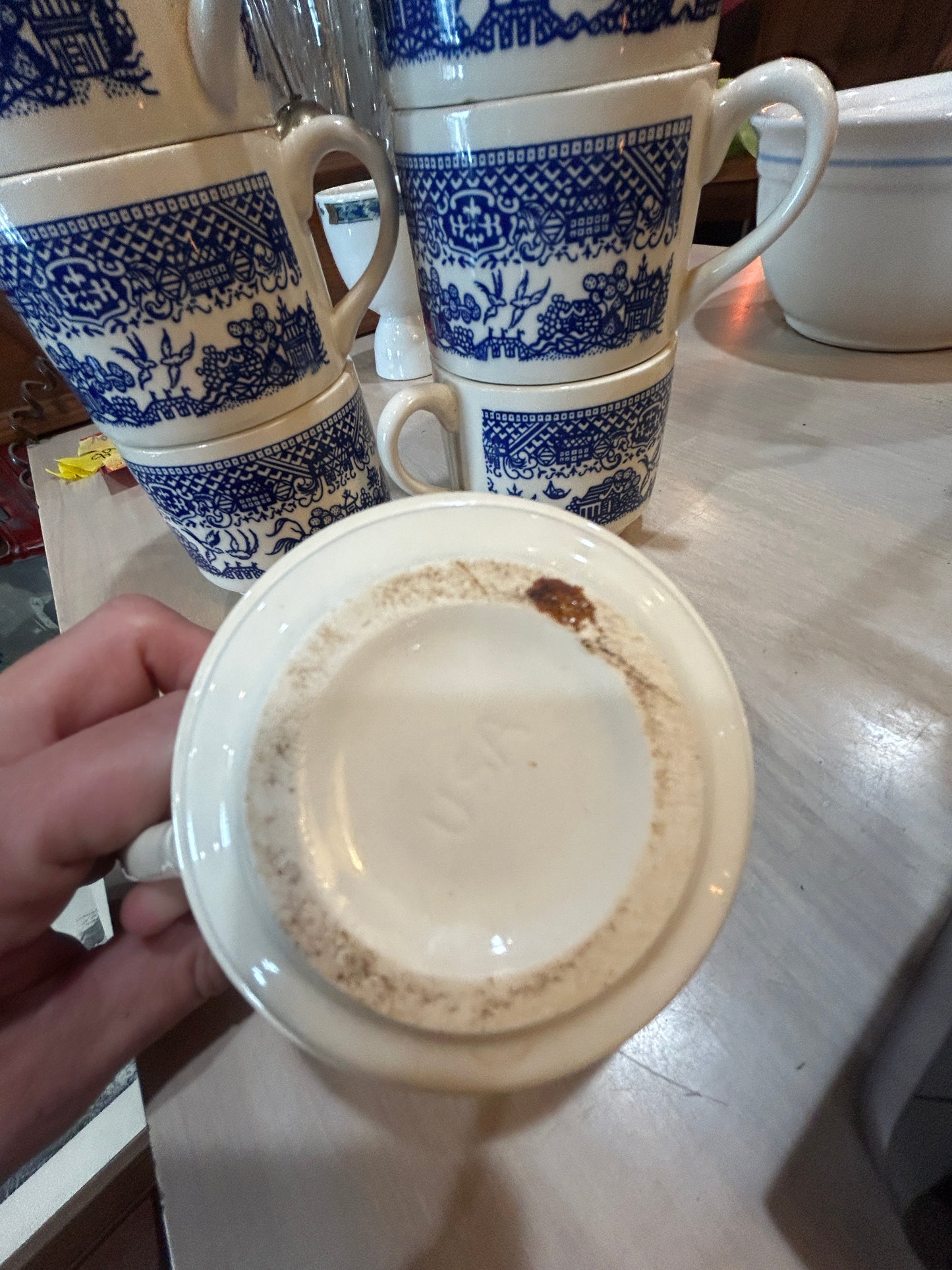 Blue Willow Porcelain Coffee Cups- Set of 7- Will Seperate