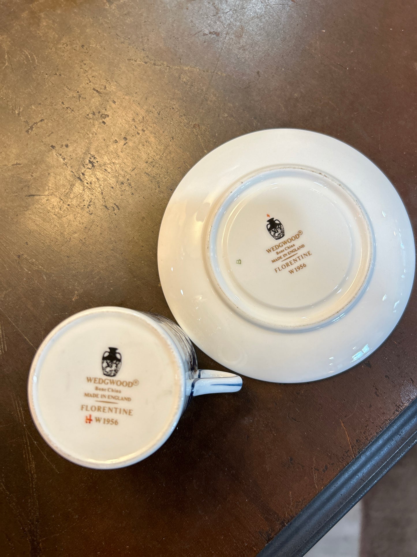 Wedgewood China Florentine Demitasse Teacup and Saucer Set