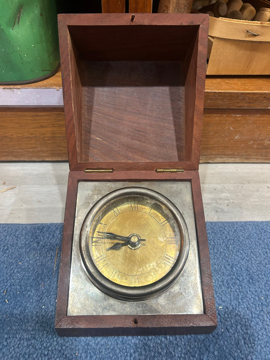 Vintage Desk Clock in Wooden Box