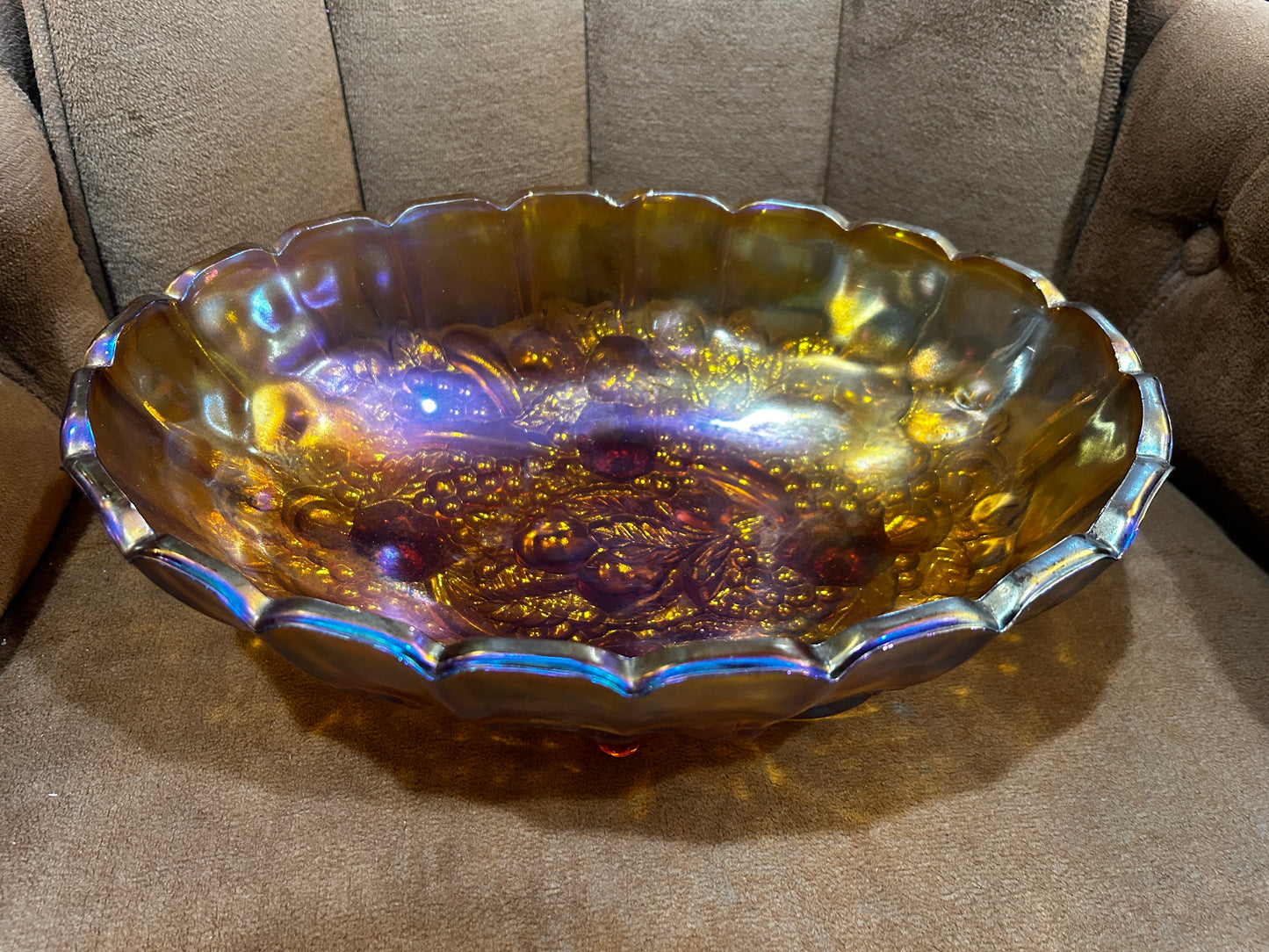 Marigold Carnival Scalloped Footed Bowl