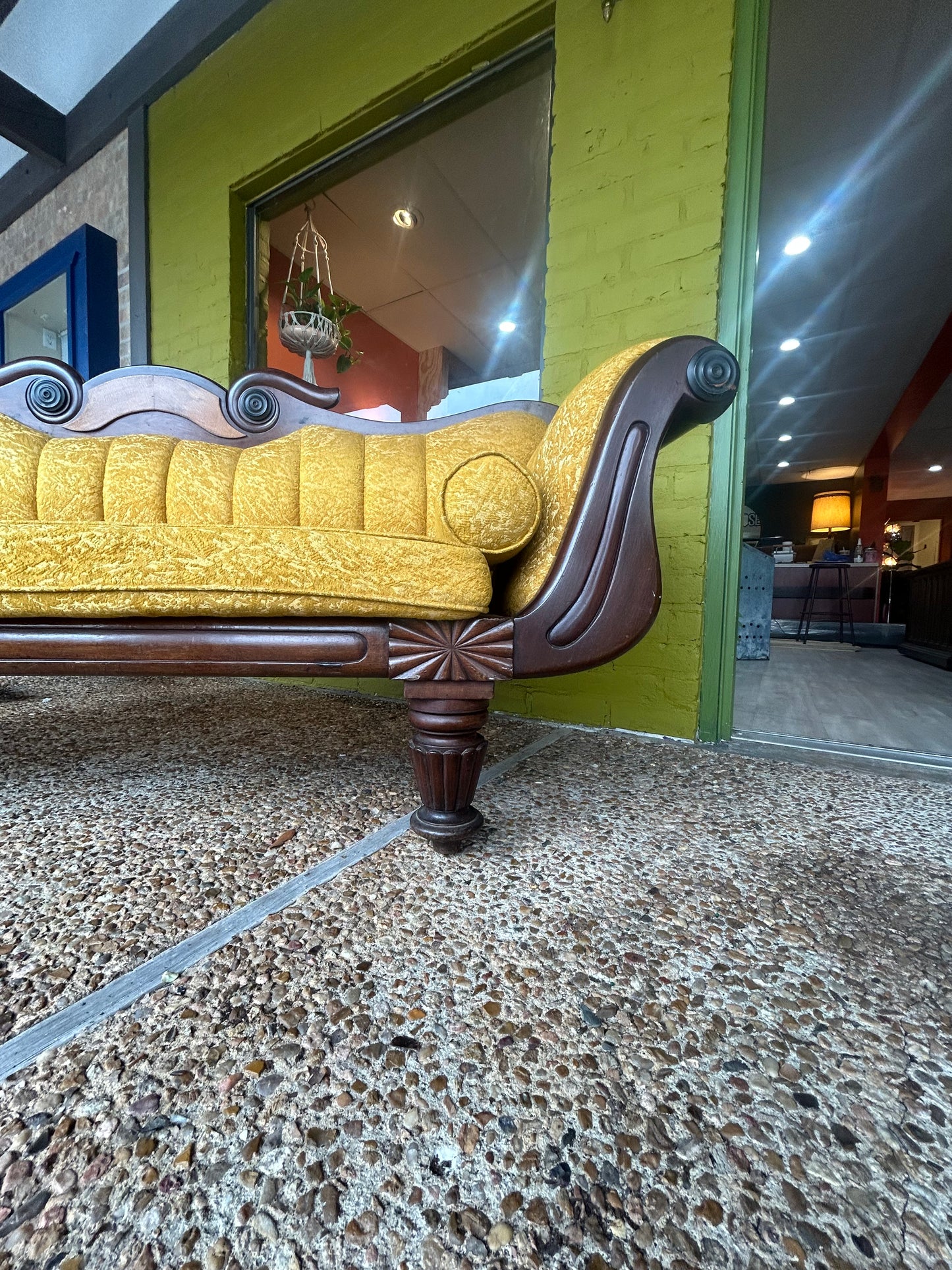 Mahogany Double Scroll End Sofa