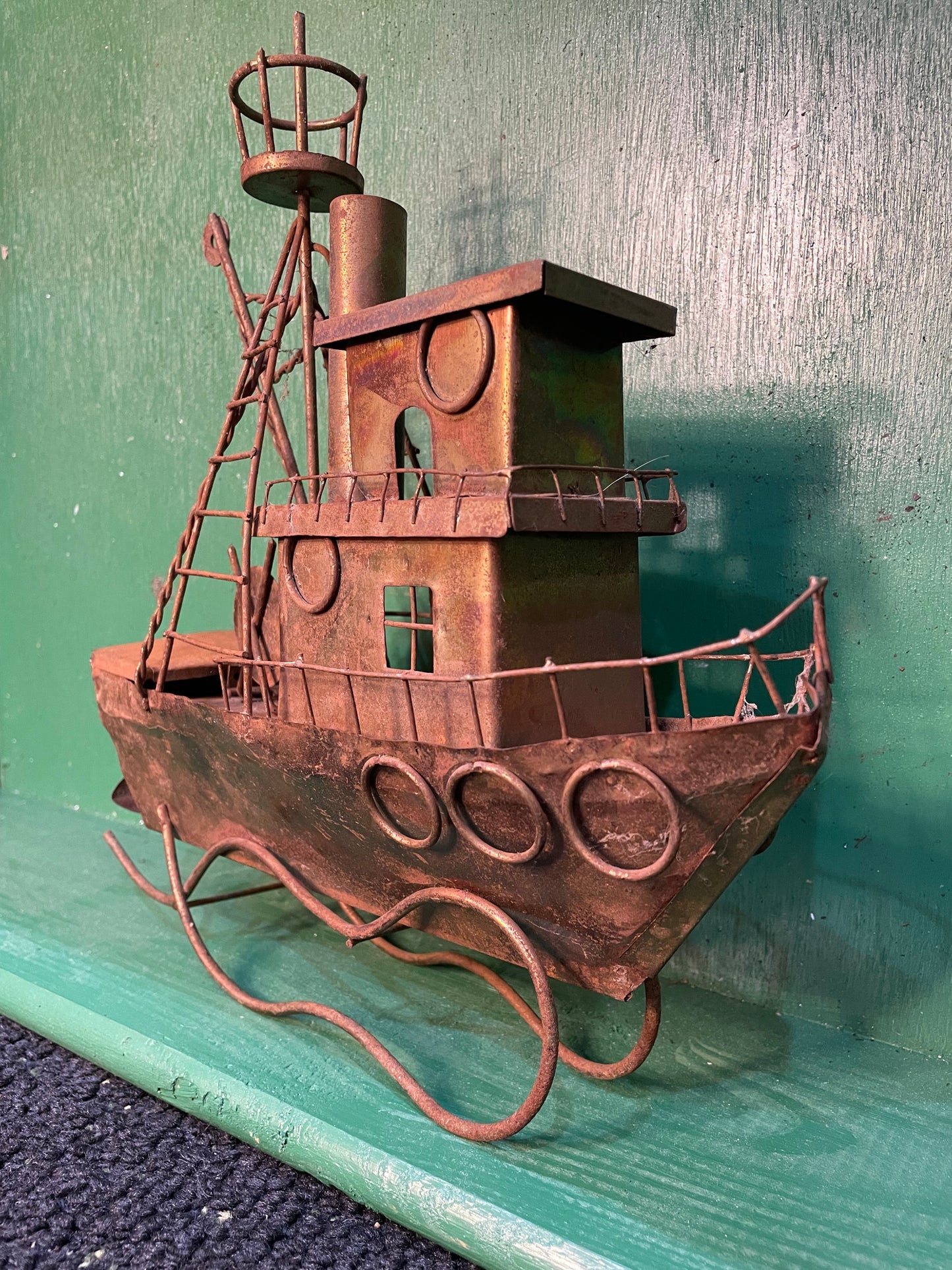 Vintage Copper Fishing Boat- Music Box