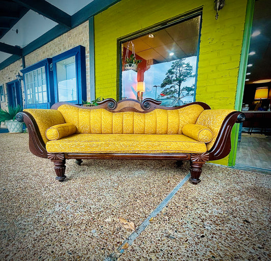 Mahogany Double Scroll End Sofa