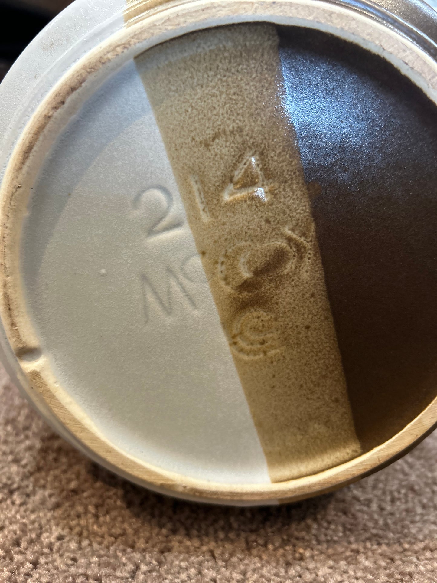 Vintage McCoy Sandstone Canister and 5 Sandstone Mugs- Set of 6