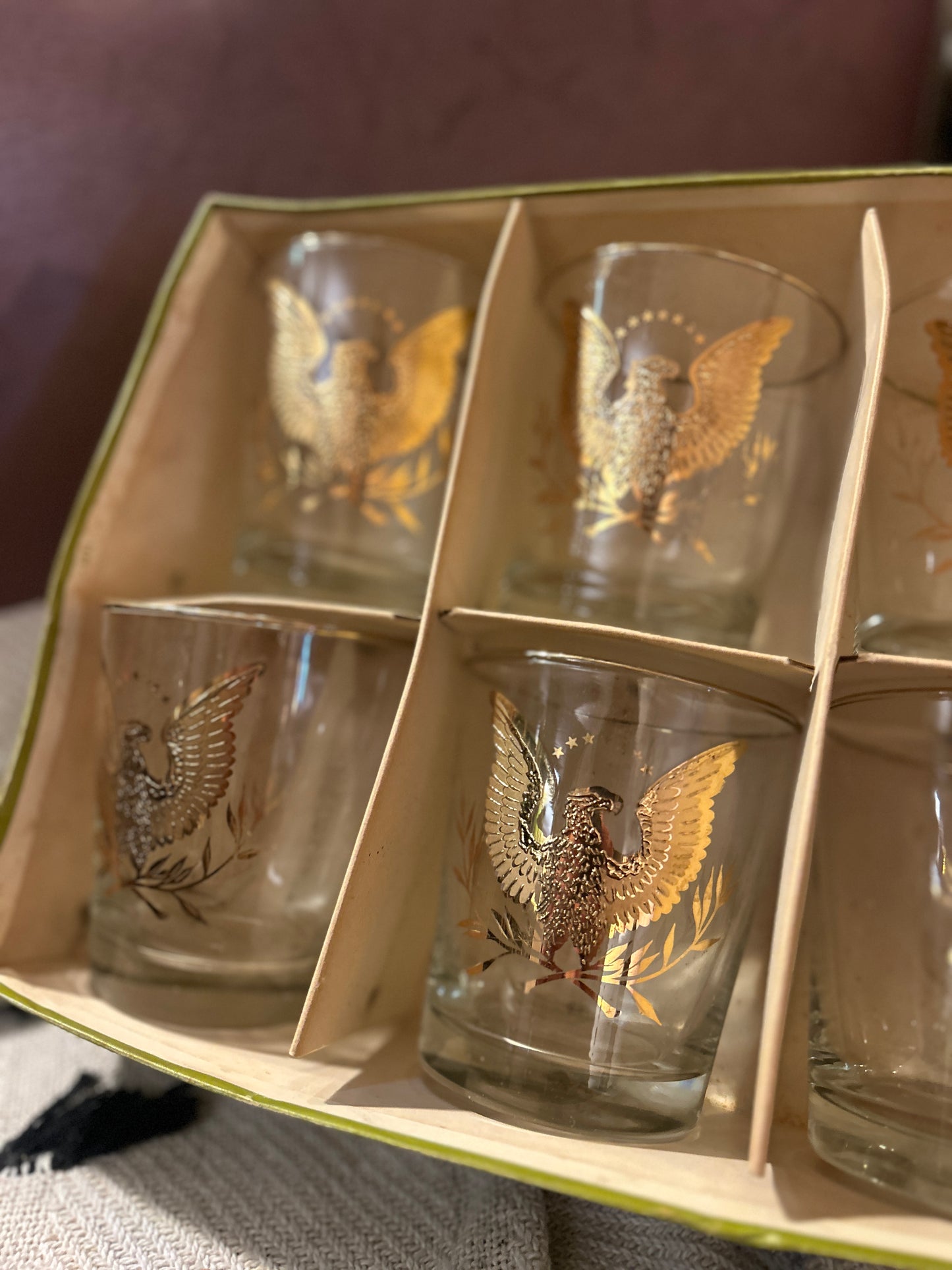 8 Anchor Hocking Golden Eagle Glasses