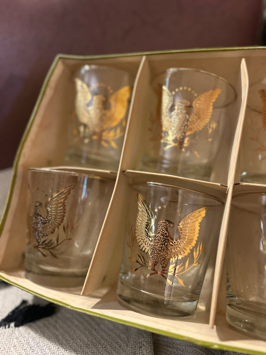 8 Anchor Hocking Golden Eagle Glasses