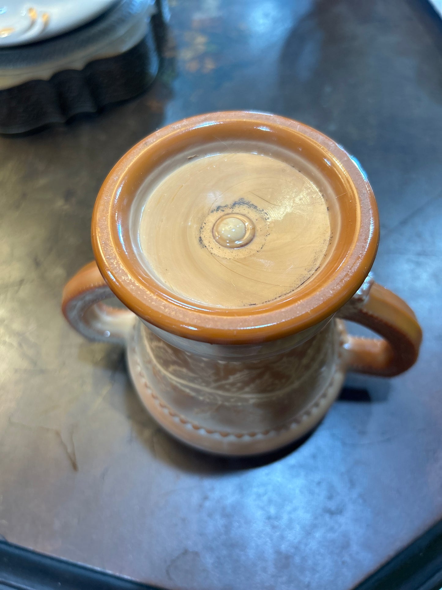 Summit Vintage Chocolate Caramel Slag Glass- Sugar Bowl With Lid- Holly Berry