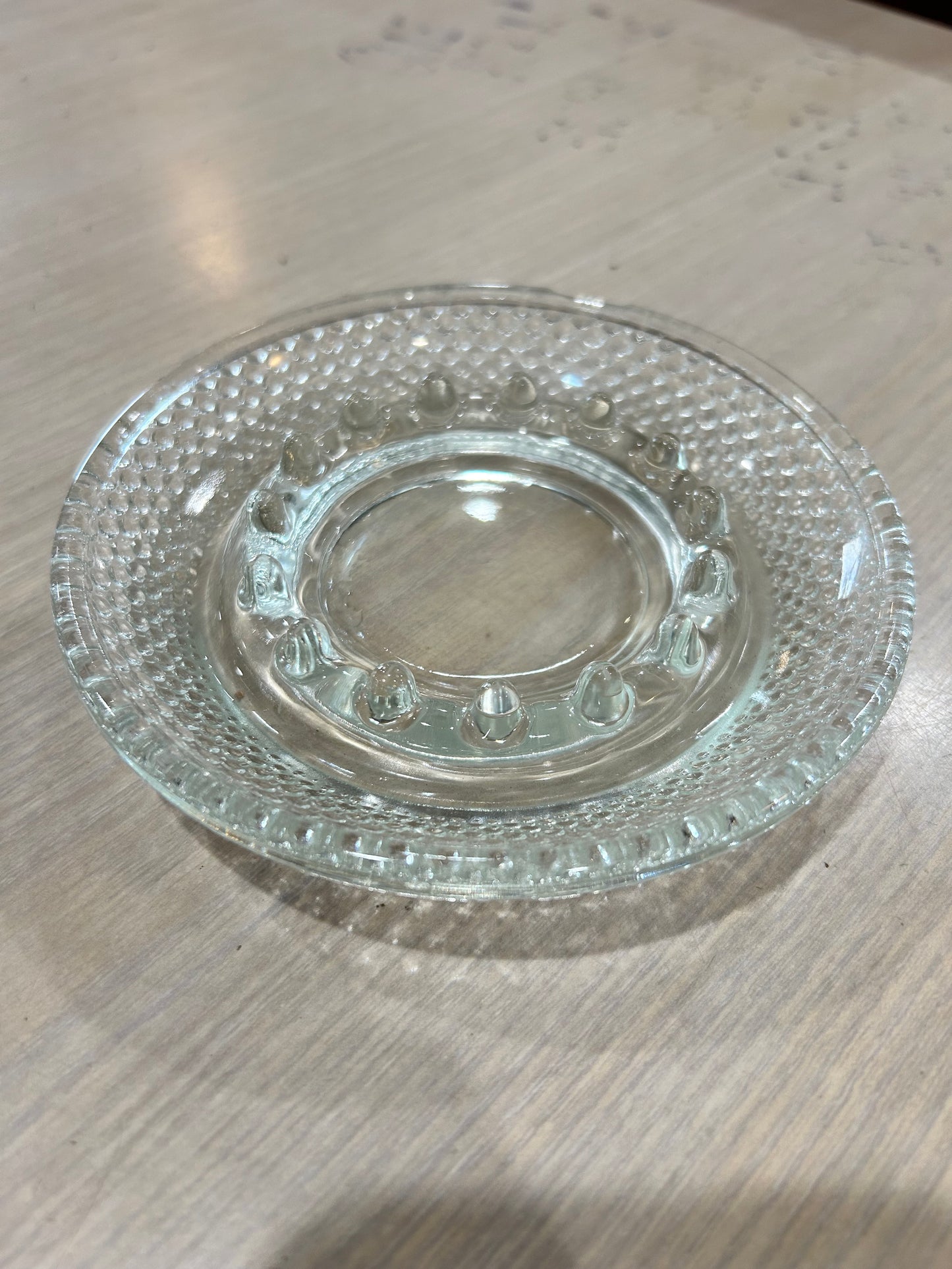 Vintage Small Candlewick Hob Nail Pressed Clear Glass Ash Tray