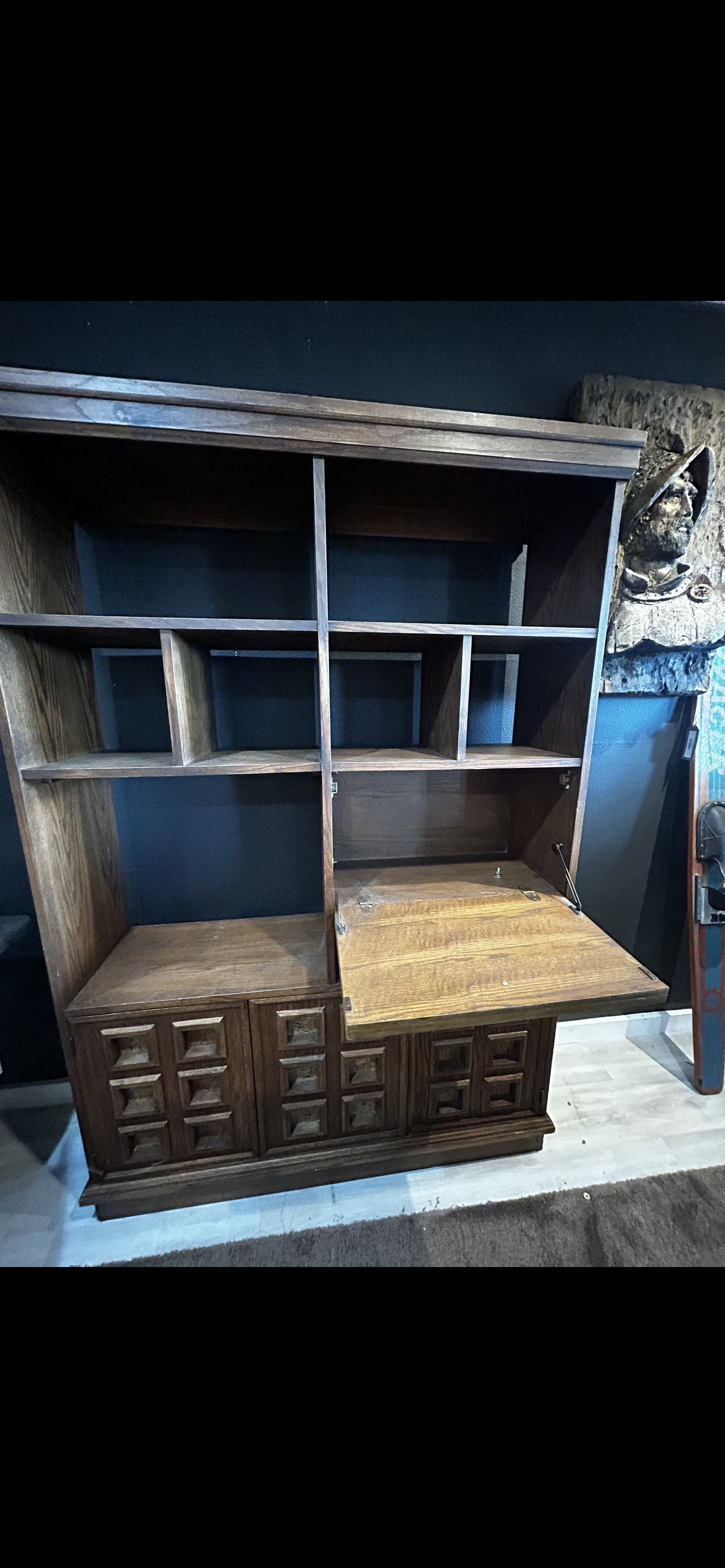 MCM Mixed Use Cabinet- Pull Down Desk/Bar Service