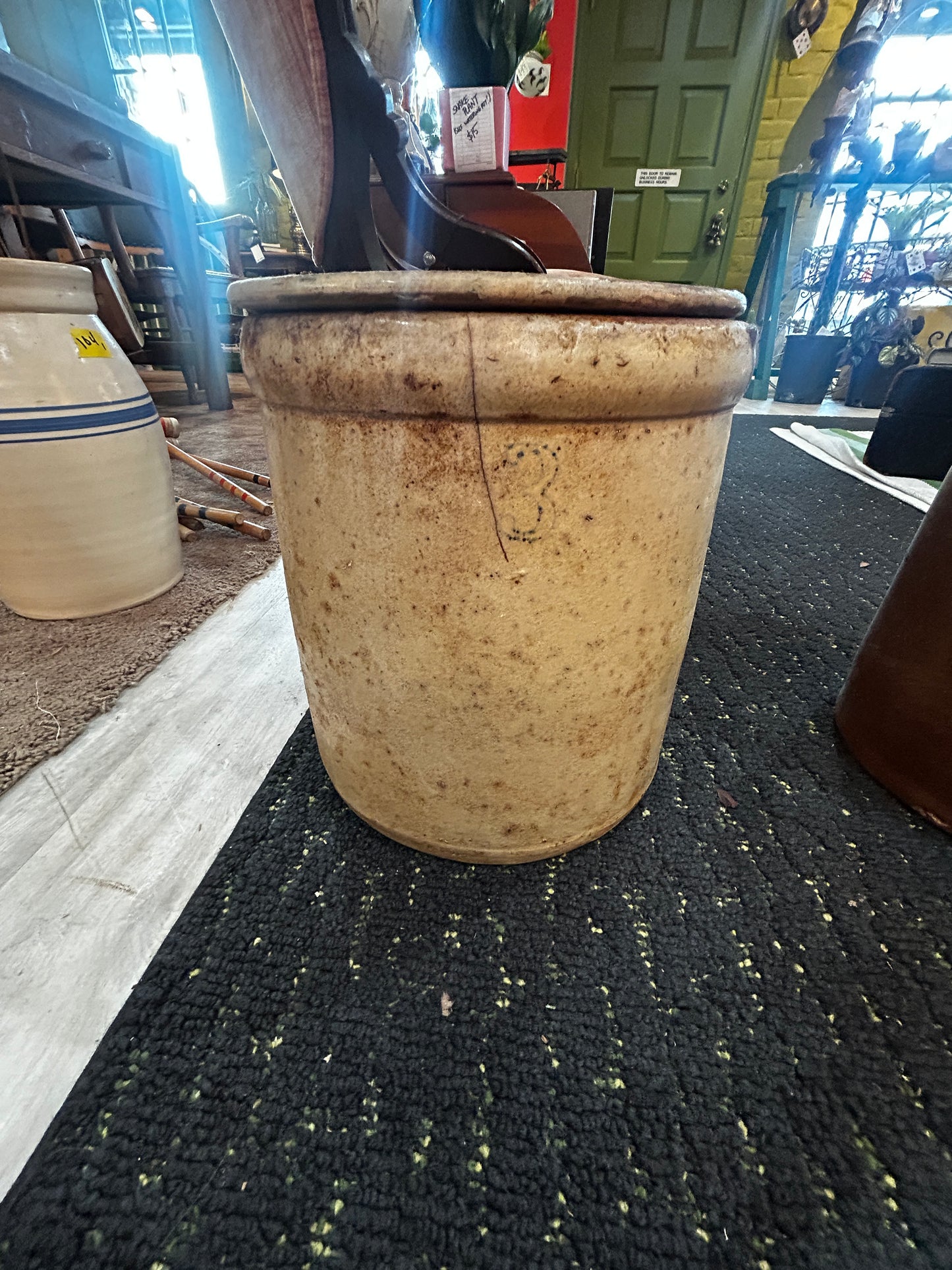 Antique Stoneware Crock With Lid