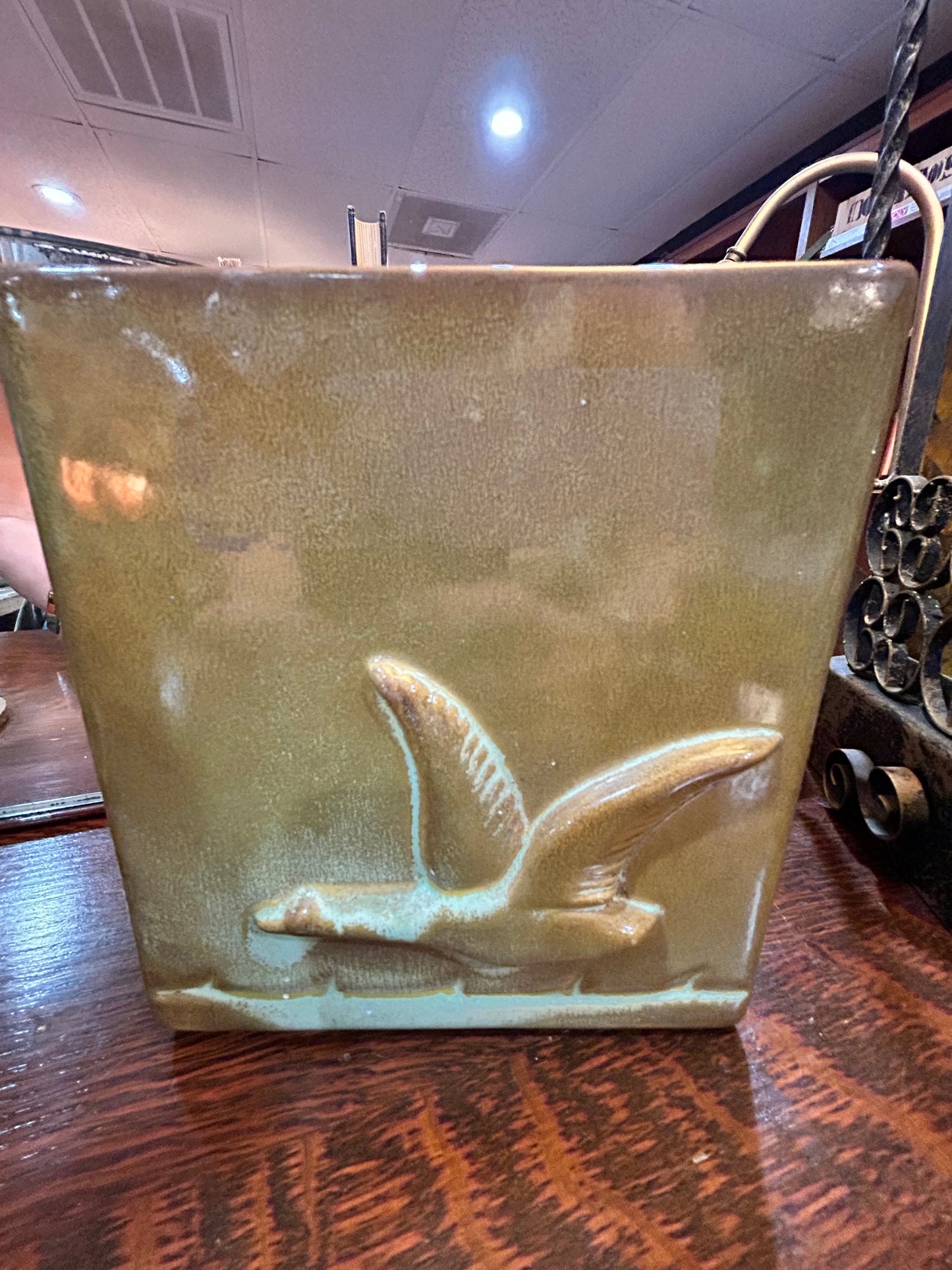 Vintage MCM Frankoma-Square Goose Vase- RARE