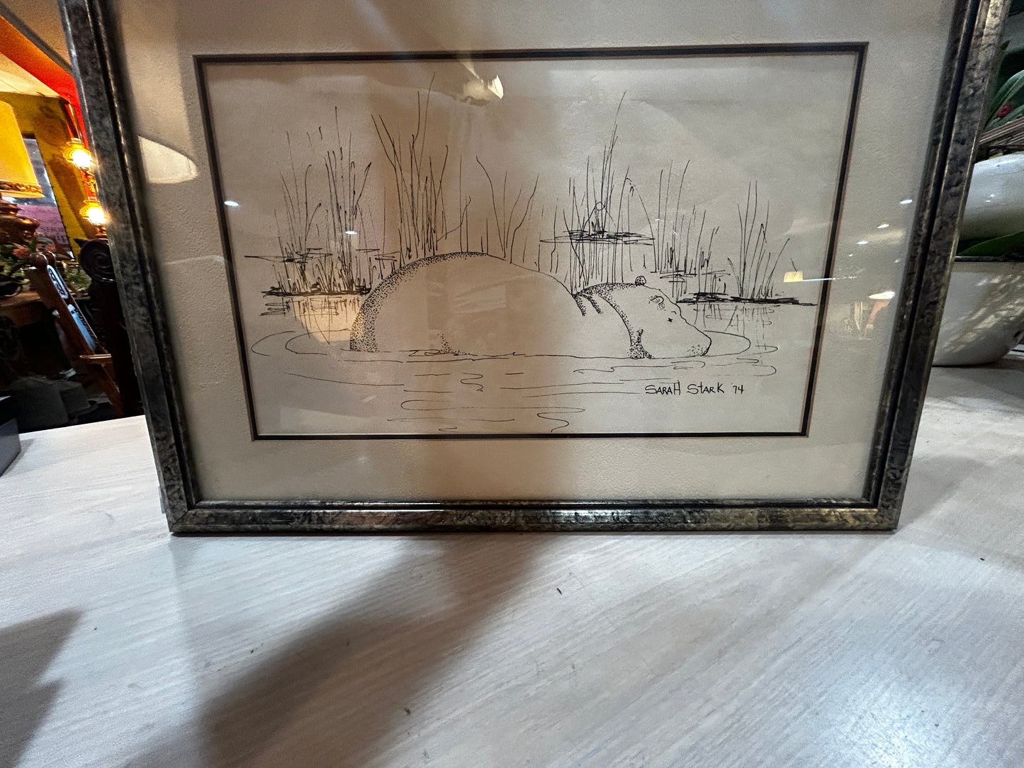 Original Sarah Stark “Hippo in Marsh” - Signed/Dated
