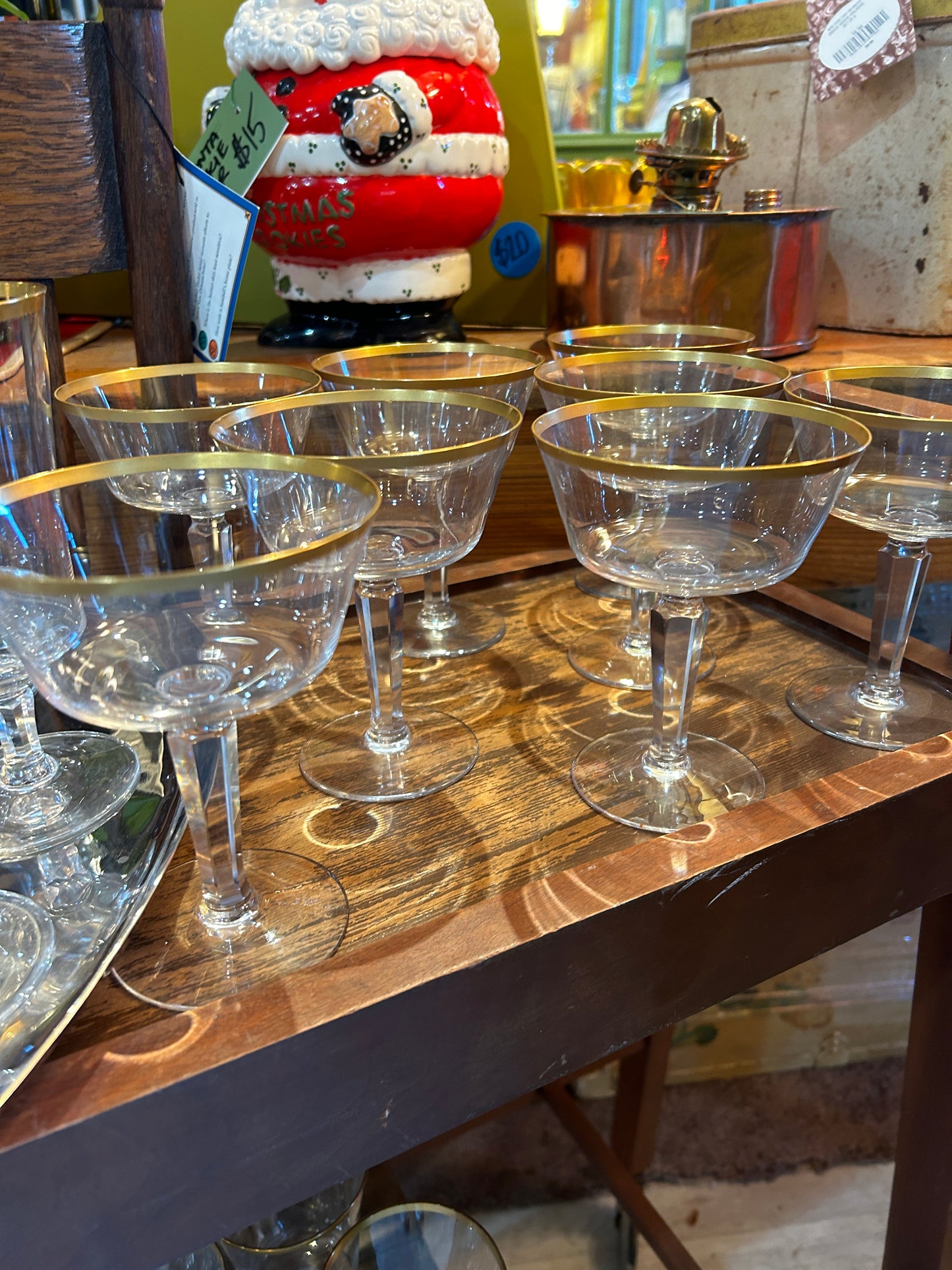 24 piece Mid Century Lenox Eternal Gold Rim Crystal Glasses-Will Seperate