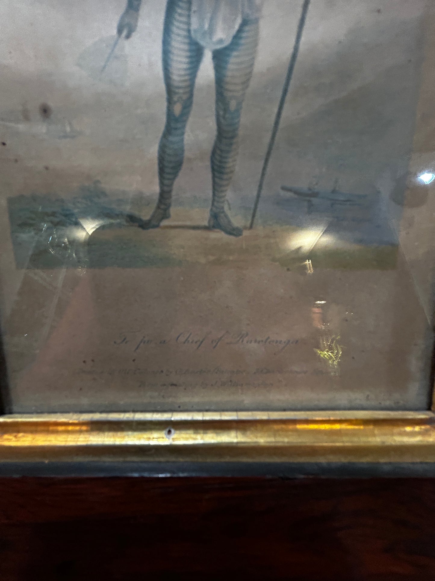 Antique Chief of Rarotonga Lithograph- Framed