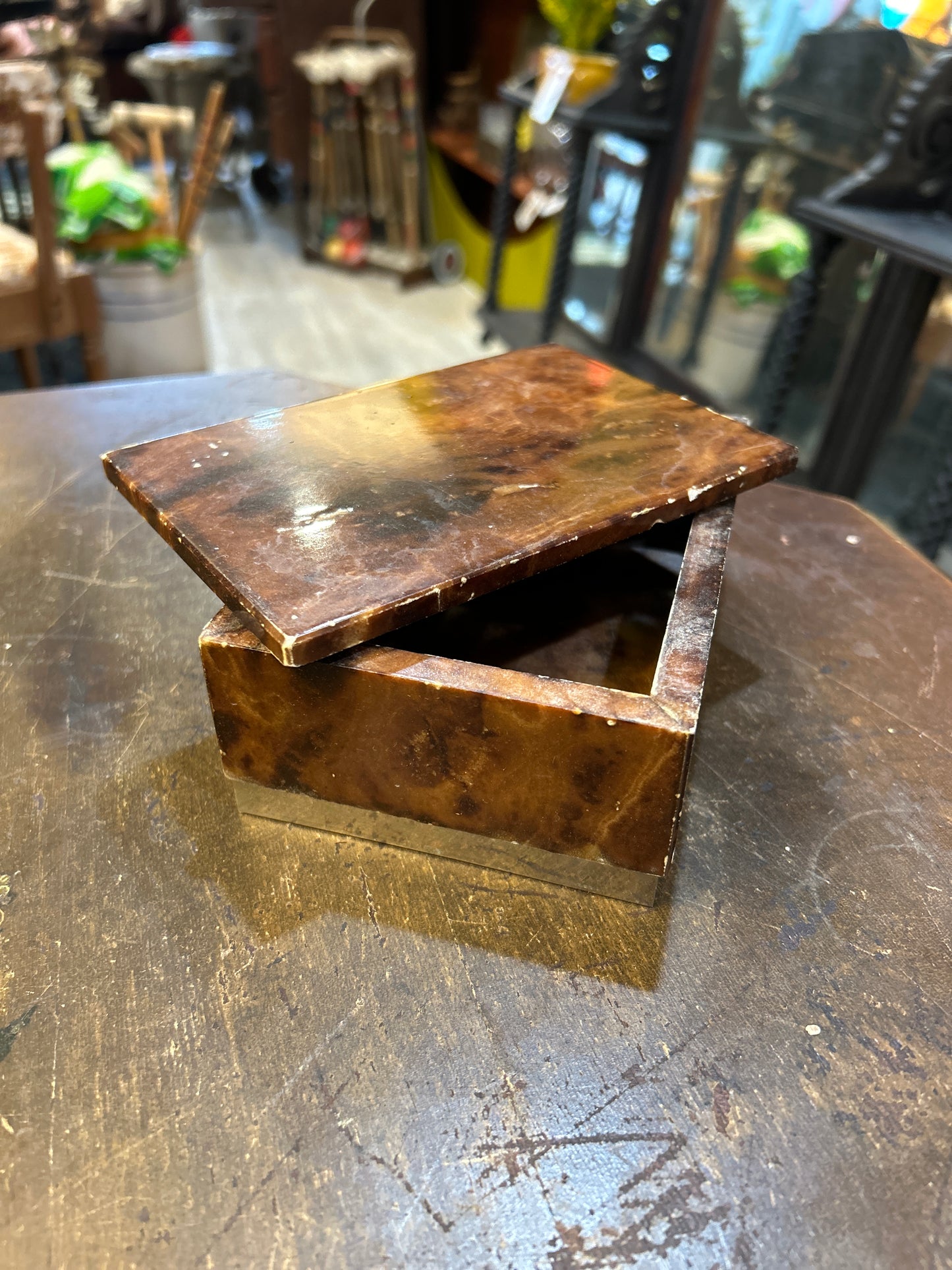 Vintage Italian Alabaster Jewelry Box- Well Loved but Rare