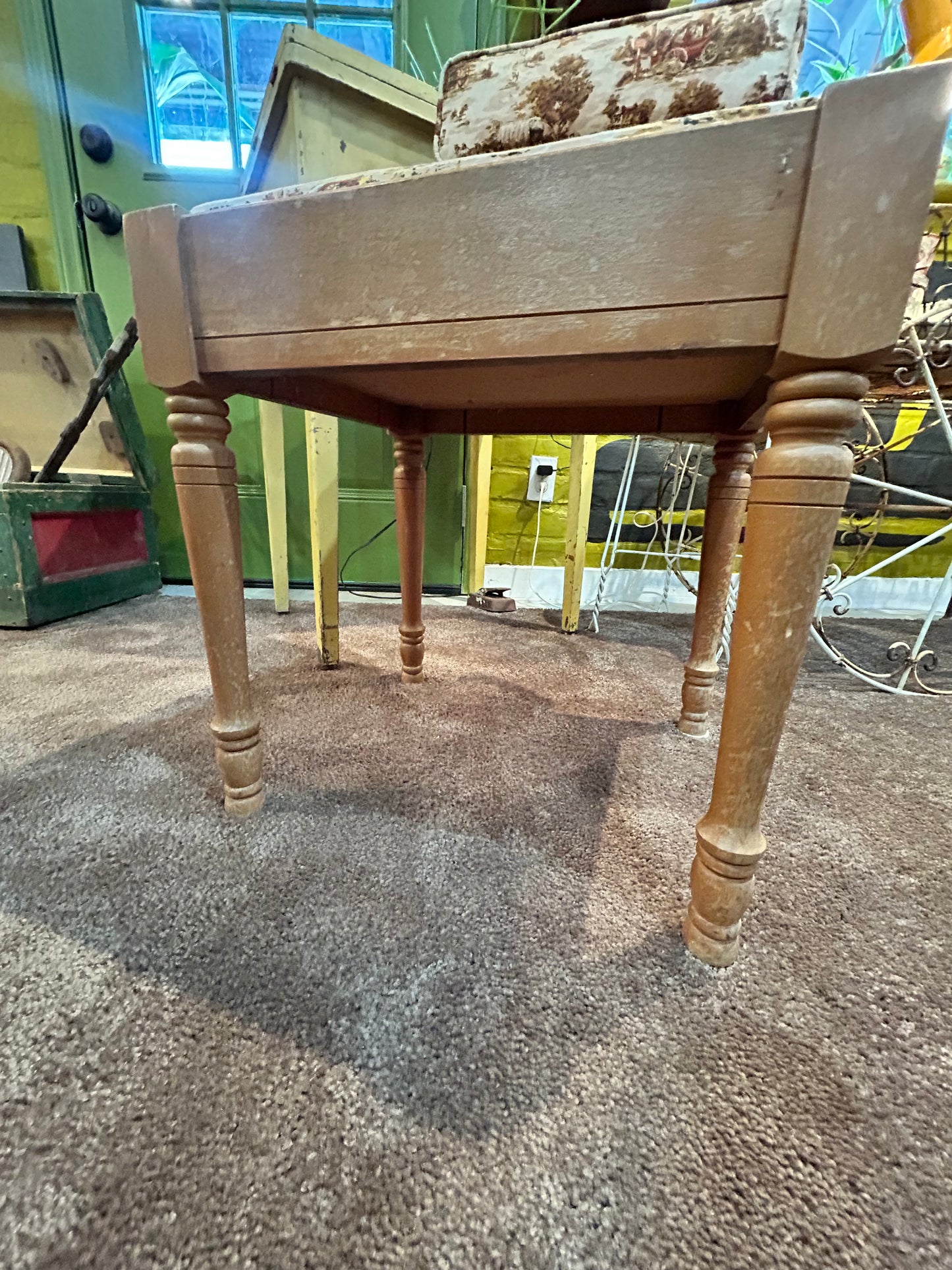 Vintage Sewing Chair With Storage- Early American Fabric
