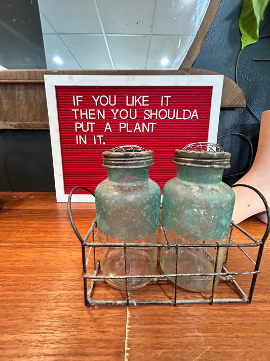 Vintage Milk Crate With Propagation Jars