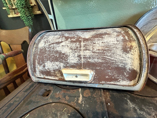 Vintage MCM Bread Box- Orange Patina