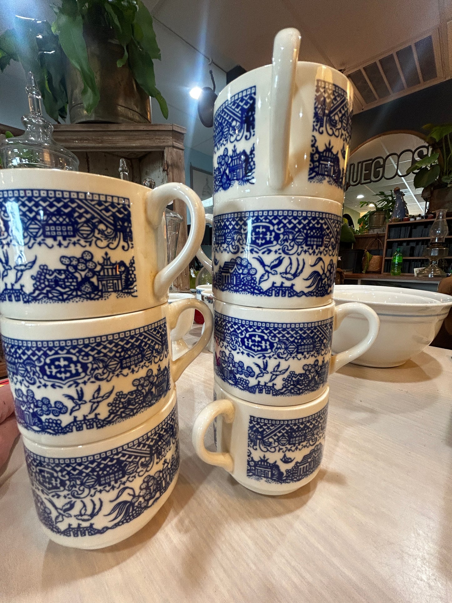 Blue Willow Porcelain Coffee Cups- Set of 7- Will Seperate