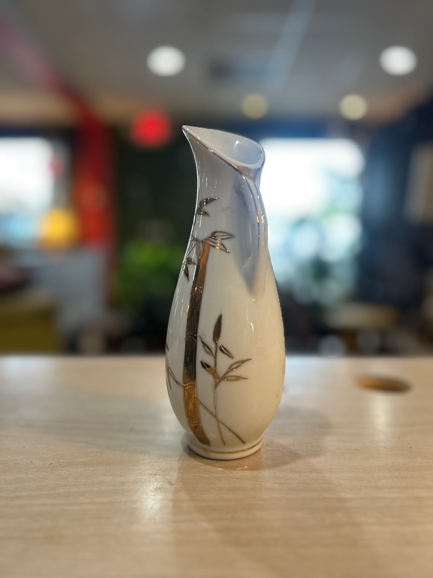 Vintage White Pitcher/Bud Vase - Gold Trim- Japan