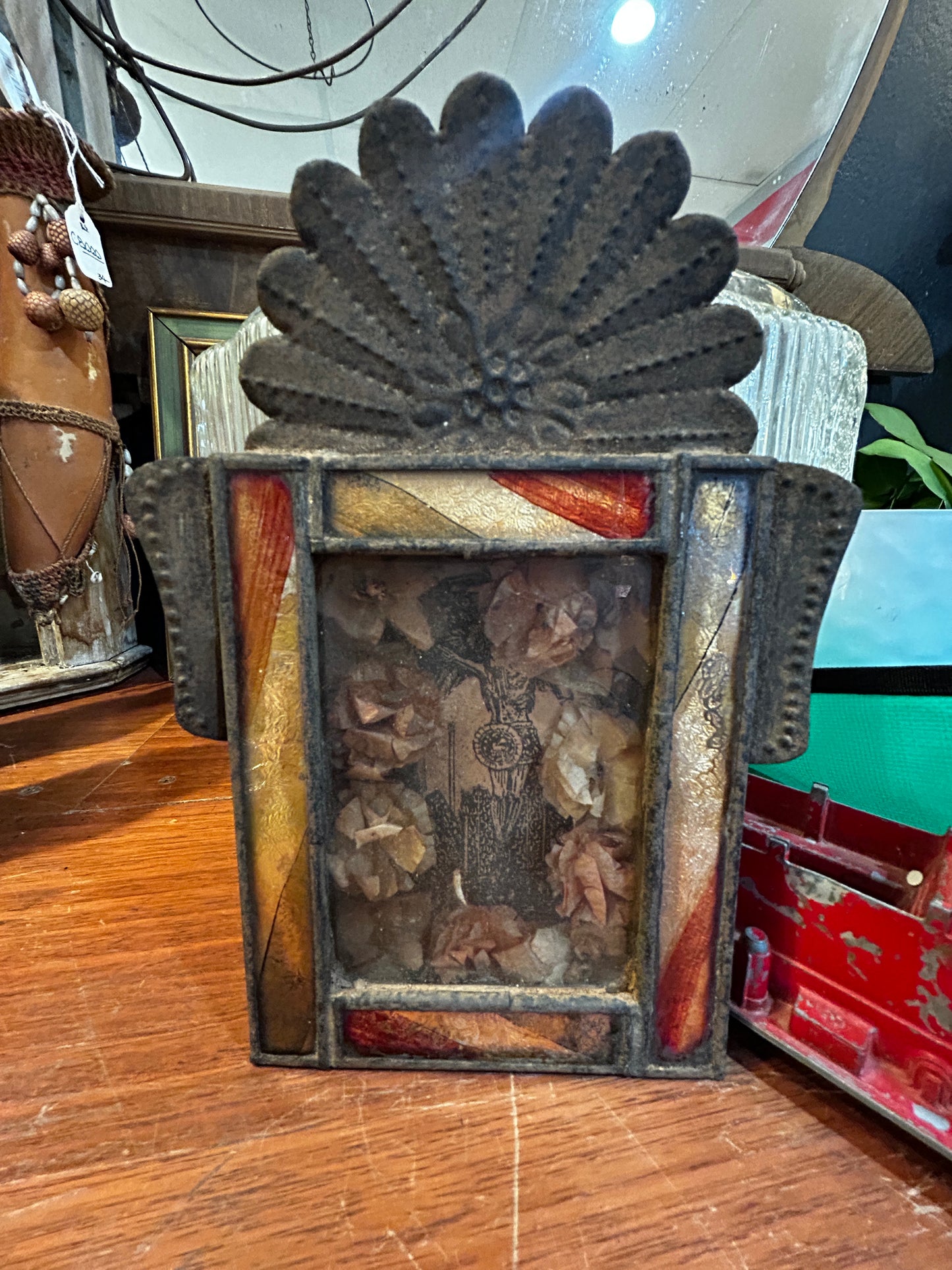 Antique- Circa 1890 Tin Nichos Retablos Framed Art